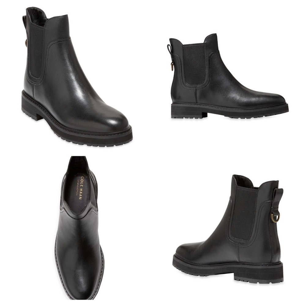 Like new Cole Hahn black Greenwich Chelsea leather moto boot sz 7